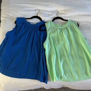 LOFT Blue and Green Sleeveless Tops